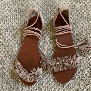 NWOT pink wrap up sandals